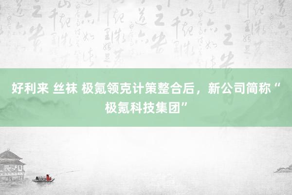 好利来 丝袜 极氪领克计策整合后，新公司简称“极氪科技集团”