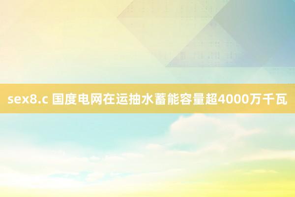 sex8.c 国度电网在运抽水蓄能容量超4000万千瓦