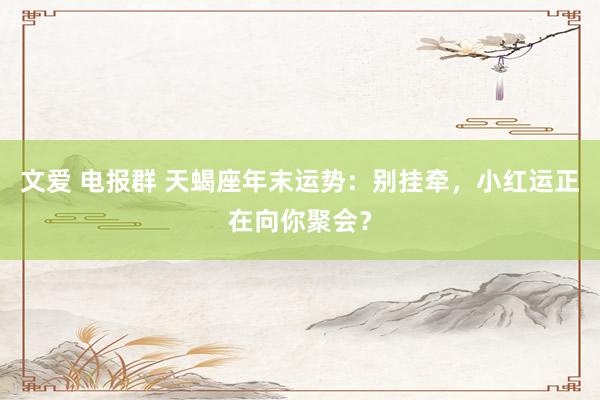 文爱 电报群 天蝎座年末运势：别挂牵，小红运正在向你聚会？