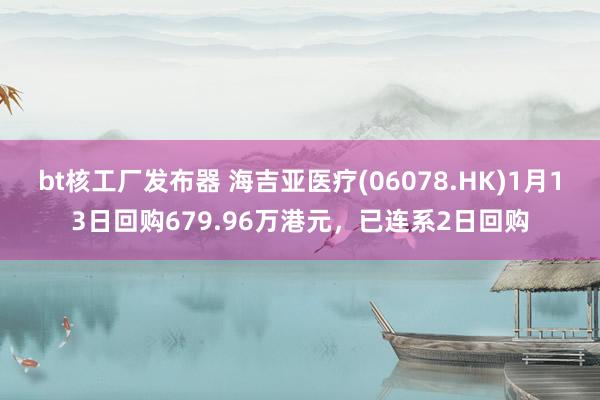 bt核工厂发布器 海吉亚医疗(06078.HK)1月13日回购679.96万港元，已连系2日回购