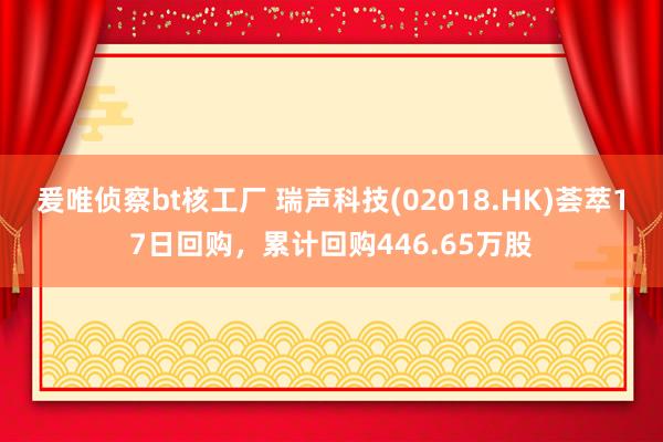 爰唯侦察bt核工厂 瑞声科技(02018.HK)荟萃17日回购，累计回购446.65万股
