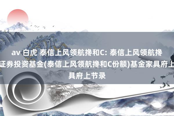 av 白虎 泰信上风领航搀和C: 泰信上风领航搀和型证券投资基金(泰信上风领航搀和C份额)基金家具府上节录