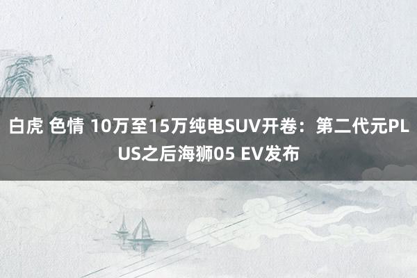 白虎 色情 10万至15万纯电SUV开卷：第二代元PLUS之后海狮05 EV发布