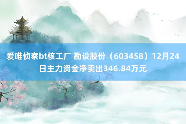 爰唯侦察bt核工厂 勘设股份（603458）12月24日主力资金净卖出346.84万元