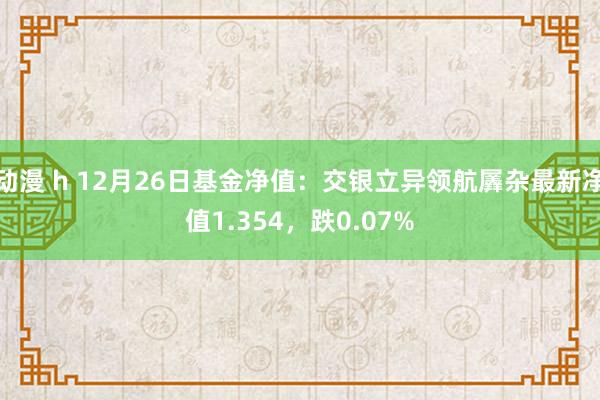动漫 h 12月26日基金净值：交银立异领航羼杂最新净值1.354，跌0.07%