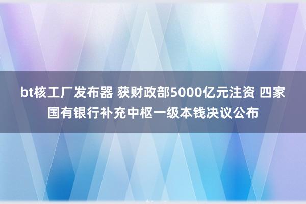 bt核工厂发布器 获财政部5000亿元注资 四家国有银行补充中枢一级本钱决议公布