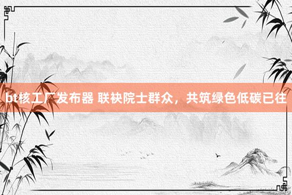 bt核工厂发布器 联袂院士群众，共筑绿色低碳已往