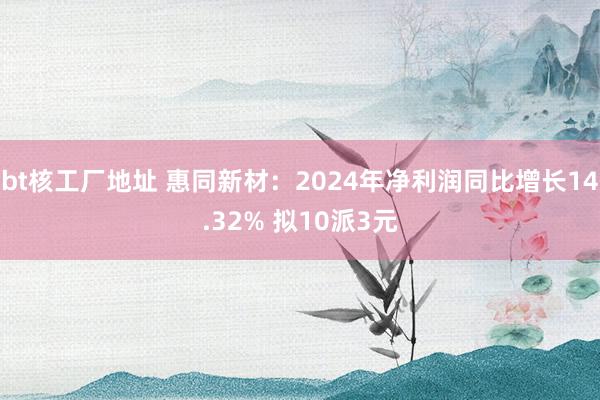 bt核工厂地址 惠同新材：2024年净利润同比增长14.32% 拟10派3元