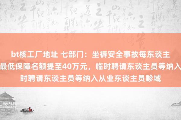 bt核工厂地址 七部门：坐褥安全事故每东谈主物化伤残连累寰宇最低保障名额提至40万元，临时聘请东谈主员等纳入从业东谈主员畛域