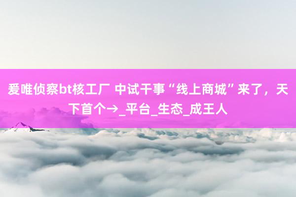 爰唯侦察bt核工厂 中试干事“线上商城”来了，天下首个→_平台_生态_成王人