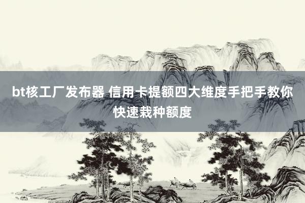 bt核工厂发布器 信用卡提额四大维度手把手教你快速栽种额度