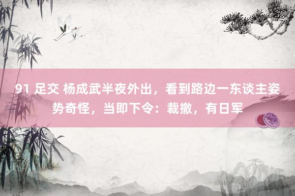 91 足交 杨成武半夜外出，看到路边一东谈主姿势奇怪，当即下令：裁撤，有日军