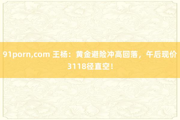 91porn，com 王杨：黄金避险冲高回落，午后现价3118径直空！