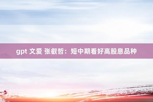 gpt 文爱 张叡哲：短中期看好高股息品种