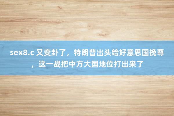 sex8.c 又变卦了，特朗普出头给好意思国挽尊，这一战把中方大国地位打出来了
