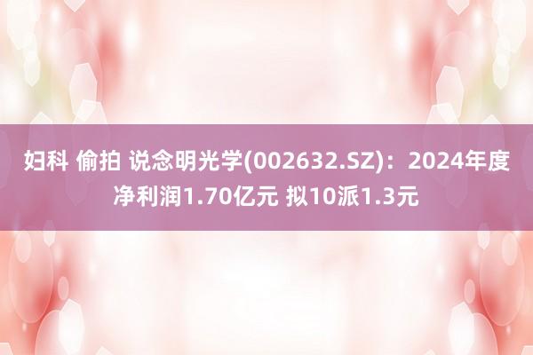 妇科 偷拍 说念明光学(002632.SZ)：2024年度净利润1.70亿元 拟10派1.3元