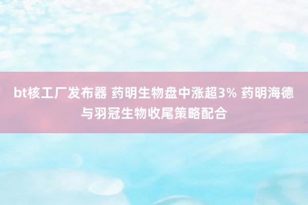 bt核工厂发布器 药明生物盘中涨超3% 药明海德与羽冠生物收尾策略配合