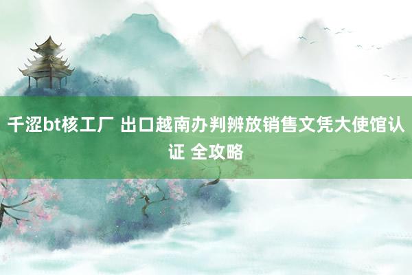 千涩bt核工厂 出口越南办判辨放销售文凭大使馆认证 全攻略